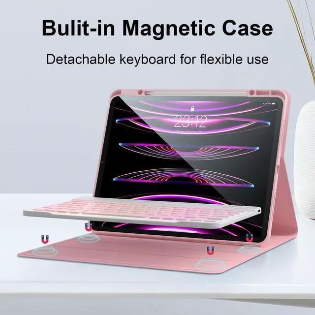 Alt view image 5 of 5 - Keyboard Case for iPad Air 13-inch (M2) 2024 and iPad Pro 12.9 (6th, 5th, 4th, 3rd Gen) -7 Color Backilight - Wireless Detachable Keyboard- with Pencil Holder for New iPad Air 13-inch/iPad Pro 12.9