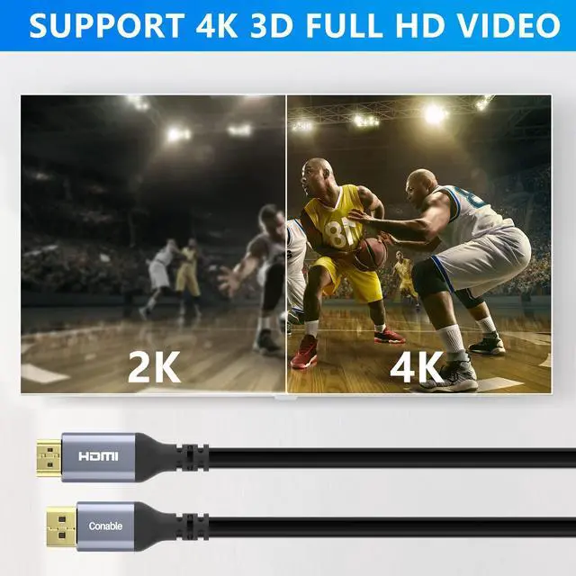 Alt view image 5 of 5 - DisplayPort to HDMI Cable 50FT, 4K@60Hz HDR, High Speed Active Display Port to HDMI Cable UHD Converter, Uni-Directional Cord, Support 4K@60Hz 2K@120Hz 1080P for HDTV, Monitor, Projector