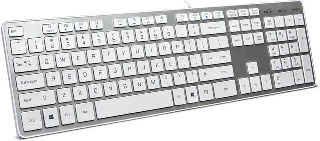 Main image of B.FRIENDIT Wired USB Keyboard, Comfortable Quiet Chocolate Keys, Durable Ultra-Slim Wired Computer Keyboard(QWERTY) for PC, Windows 11/10/8/7/XP/Vista KB1430 - Silver