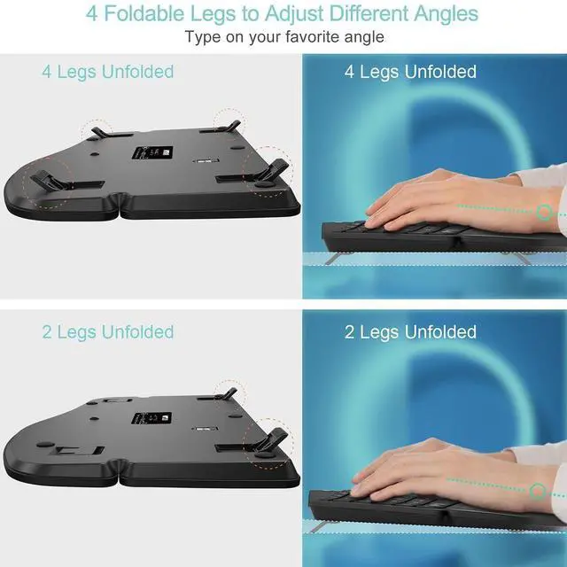 Alt view image 5 of 5 - Arteck Split Ergonomic Keyboard with Cushioned Wrist and Palm Rest, 2.4G USB Wireless Comfortable Natural Ergonomic Split Keyboard, for Windows Computer Desktop Laptop