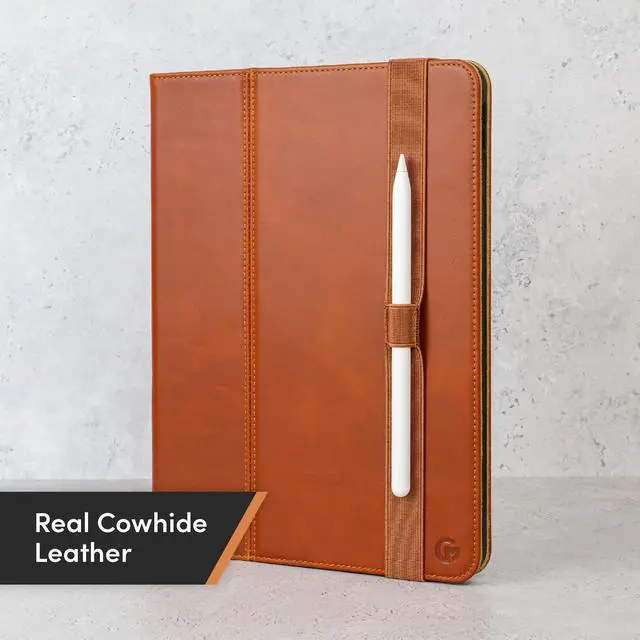 Alt view image 3 of 5 - Casemade Real Leather Case Compatible with iPad Air 11-inch M3 (2025) / M2 (2024), iPad Air 5th/4th Generation 10.9'' - Full-Grain Leather Cover, Auto Sleep/Wake, Dual Stand Position (Tan)
