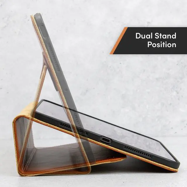 Alt view image 4 of 5 - Casemade Real Leather Case Compatible with iPad Air 11-inch M3 (2025) / M2 (2024), iPad Air 5th/4th Generation 10.9'' - Full-Grain Leather Cover, Auto Sleep/Wake, Dual Stand Position (Tan)