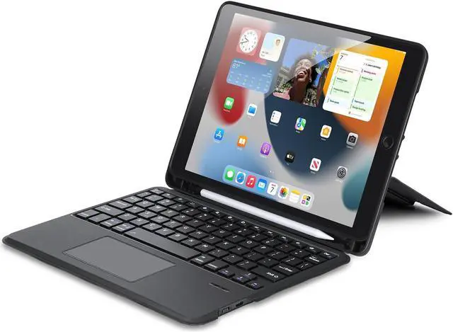 Main image of DUX DUCIS iPad 9th Generation Case with Keyboard 8th/7th Gen/iPad Pro 10.5 / iPad Air 3, Multi-Touch Trackpad and Pencil Holder, 7 Color Backlit Wireless Detachable Magnetic Folio Cover (Black)