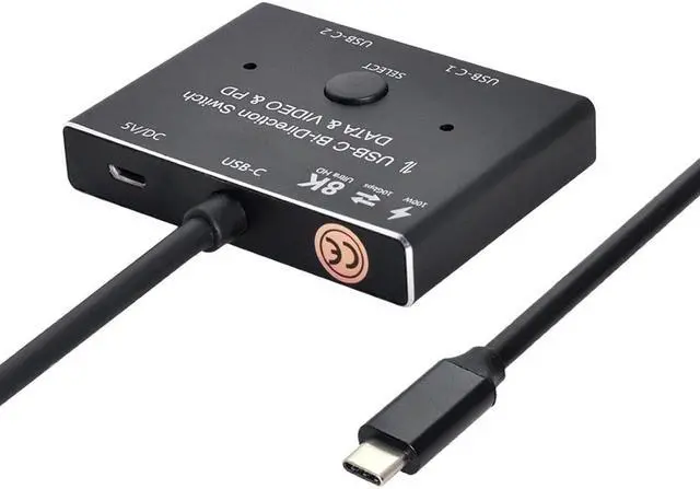 Alt view image 2 of 5 - Chenyang PD 8K@30hz 100W 10Gbps USB-C Type-C Bi-Direction Switch MST 1 to 2 Hub Support Video Data