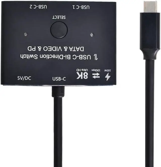 Alt view image 3 of 5 - Chenyang PD 8K@30hz 100W 10Gbps USB-C Type-C Bi-Direction Switch MST 1 to 2 Hub Support Video Data