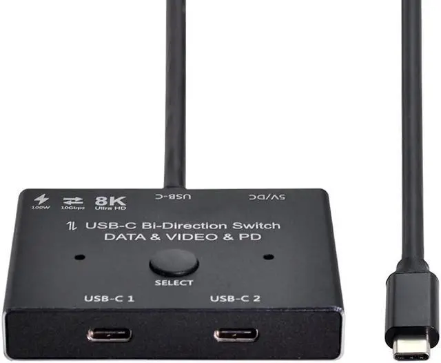 Alt view image 4 of 5 - Chenyang PD 8K@30hz 100W 10Gbps USB-C Type-C Bi-Direction Switch MST 1 to 2 Hub Support Video Data