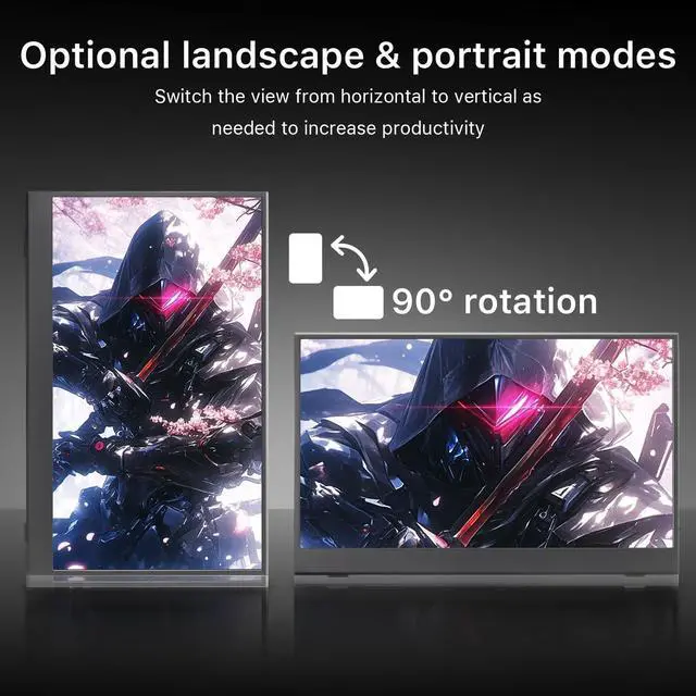 Alt view image 5 of 5 - Flyzuni 15.6 inch Portable Monitor,1080P USB-C HDMI,Portable Monitor for Laptop, HDR Plug&Play,PC,Mac,Phone,PS,Xbox,Swich,IPS Ultra-Thin Zero Frame, Metal Case