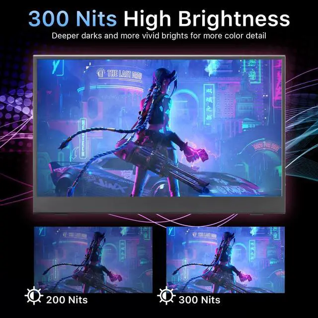 Alt view image 3 of 5 - Flyzuni 15.6 inch Portable Monitor,1080P USB-C HDMI,Portable Monitor for Laptop, HDR Plug&Play,PC,Mac,Phone,PS,Xbox,Swich,IPS Ultra-Thin Zero Frame, Metal Case