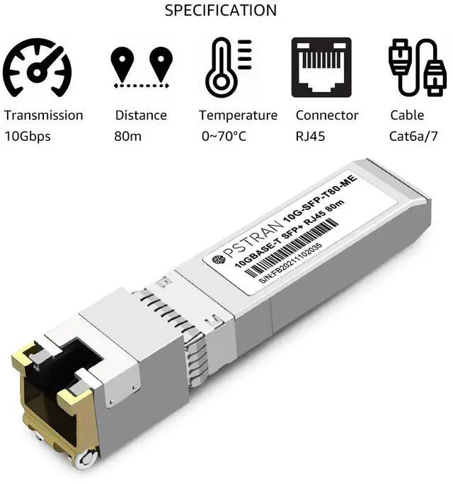 Alt view image 2 of 5 - OPSTRAN 10GBASE-T SFP+ RJ45 Copper Transceiver Module Compatible with Mellanox MFM1T02A-T80 10G SFP+ 80m Cat6a/7
