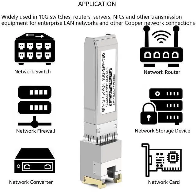Alt view image 5 of 5 - OPSTRAN 10GBASE-T SFP+ RJ45 Copper Transceiver Module Compatible with Mellanox MFM1T02A-T80 10G SFP+ 80m Cat6a/7