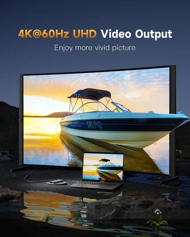 Alt view image 4 of 5 - Getatek USB-C HUB, 6-in-1 USB3.2 Dock with 3 USB-C 10Gbps Ports, 4K 60Hz HDMI, 100W Power Delivery, 1 Gbps Ethernet for MacBook Pro, XPS and More