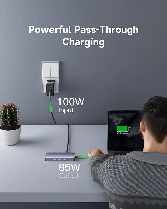 Alt view image 5 of 5 - Getatek USB-C HUB, 6-in-1 USB3.2 Dock with 3 USB-C 10Gbps Ports, 4K 60Hz HDMI, 100W Power Delivery, 1 Gbps Ethernet for MacBook Pro, XPS and More