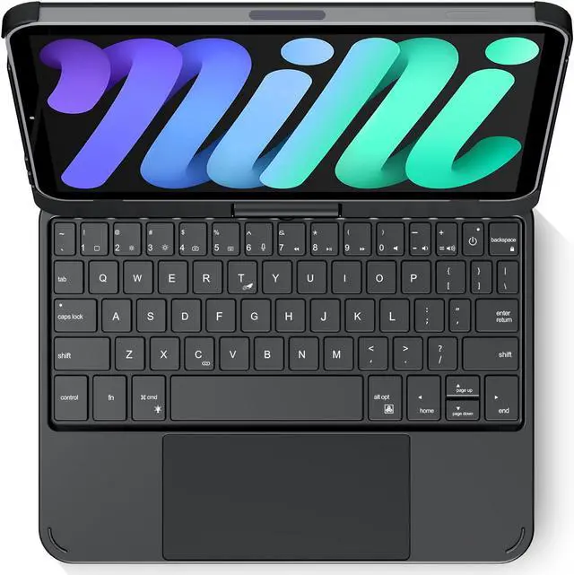 Main image of edaiser Swivel Keyboard Case for Apple iPad mini 7th/6th Gen 8.3-inch, Compact Bluetooth Keyboard with RGB Backlit Trackpad - Kids Student Designed, 360° Rotatable Protective Cover, Black