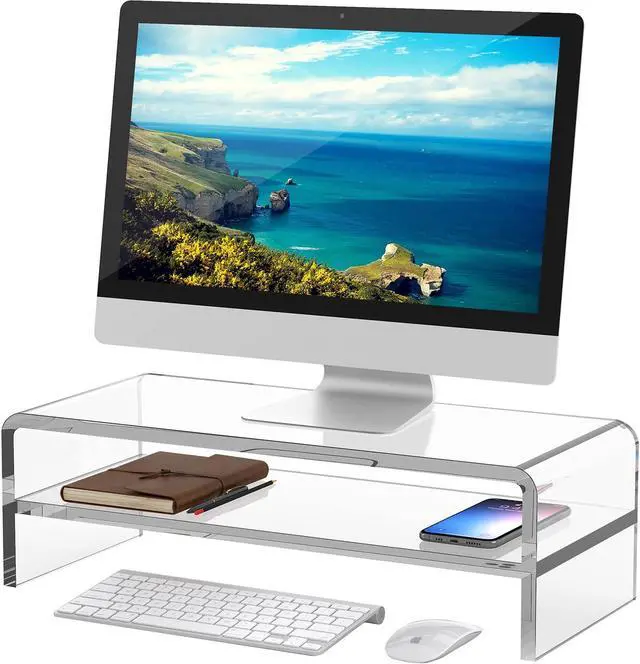 Main image of Egchi Acrylic Monitor Stand,2 Tiers Computer Monitor Riser(18x8x5.5 inches),Computer Stand/Monitor Riser for Office,School,Home,Laptop Stand Desktop Stand for Keyboard Storage&Printer TV Screen