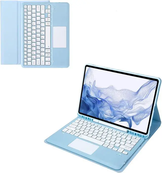 Alt view image 3 of 5 - AnMengXinLing Keyboard Case for iPad Air 13 Inch M3 2025/M2 2024/12.9 inch (3rd/4th/5th/6th Gen) with Touchpad and Pencil Holder, Trackpad Detachable Keyboard Cover (Sky Blue)
