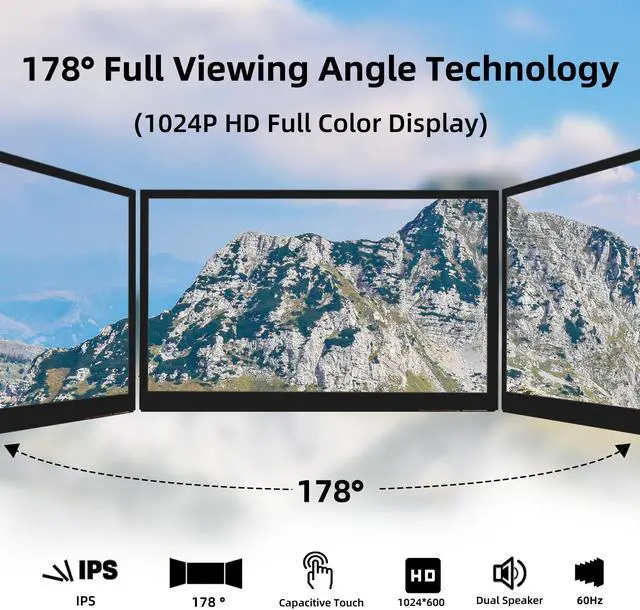 Alt view image 2 of 5 - iPistBit Raspberry Pi Screen, 10.1 Inch Touchscreen Monitor, IPS 1024×600, Dual Built-in Speakers, HDMI Portable Monitor Compatible with Raspberry Pi 5/4/3/Zero,Driver Free
