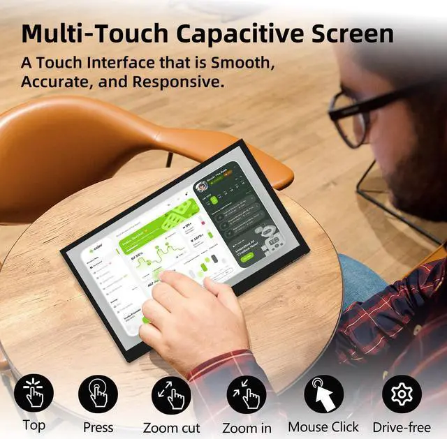 Alt view image 5 of 5 - iPistBit Raspberry Pi Screen, 10.1 Inch Touchscreen Monitor, IPS 1024×600, Dual Built-in Speakers, HDMI Portable Monitor Compatible with Raspberry Pi 5/4/3/Zero,Driver Free