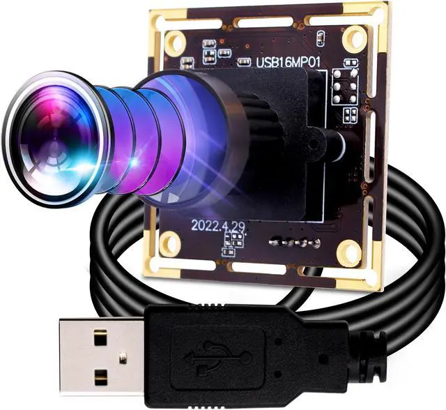 Main image of IEights 16MP USB Fisheye Camera Wide Angle PC Camera for Computer Raspberry Pi Mini UVC USB2.0 Webcam Board IMX298 USB Security Camera Module 3496p Lightburn Camera for Laptop(170degree Fisheye Lens)