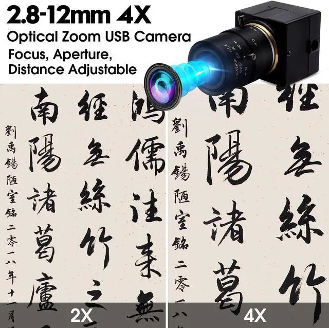 Alt view image 2 of 5 - IFWATER USB Camera 5MP Webcam 4X Variable Focus PC Camera 1944P USB Security Camera UVC CCTV Industrial Close-up Camera for Computer Plug and Play for Mac OS Windows Linux Raspberry Pi Camera