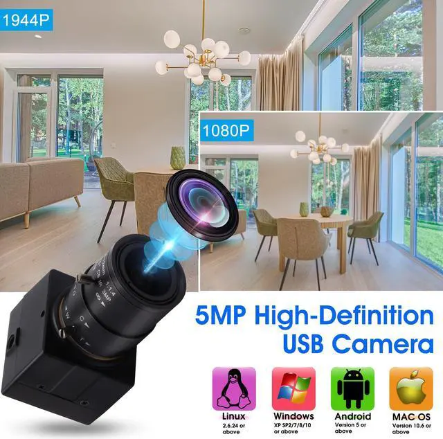 Alt view image 3 of 5 - IFWATER USB Camera 5MP Webcam 4X Variable Focus PC Camera 1944P USB Security Camera UVC CCTV Industrial Close-up Camera for Computer Plug and Play for Mac OS Windows Linux Raspberry Pi Camera