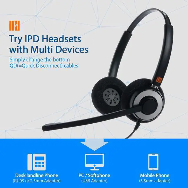 Alt view image 3 of 5 - IPD IPH-165 Phone Headset with Noise Cancelling Microphone and 3.5mm Jack (4 Poles) for for Android Cell Phones,Laptop,Tablet,Apple MacBook and Other Smart Devices