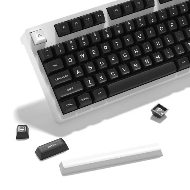 Main image of KBDiy WOB PBT Double Shot Keycap Set,160 Keys Black and White Custom Key Caps Similar to SA Profile Keycaps 60 Percent Cute Keycaps for 61/64/68/84/87/100/104/108 Mechanical Keyboard