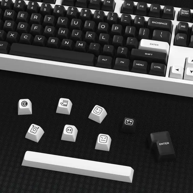 Alt view image 5 of 5 - KBDiy WOB PBT Double Shot Keycap Set,160 Keys Black and White Custom Key Caps Similar to SA Profile Keycaps 60 Percent Cute Keycaps for 61/64/68/84/87/100/104/108 Mechanical Keyboard
