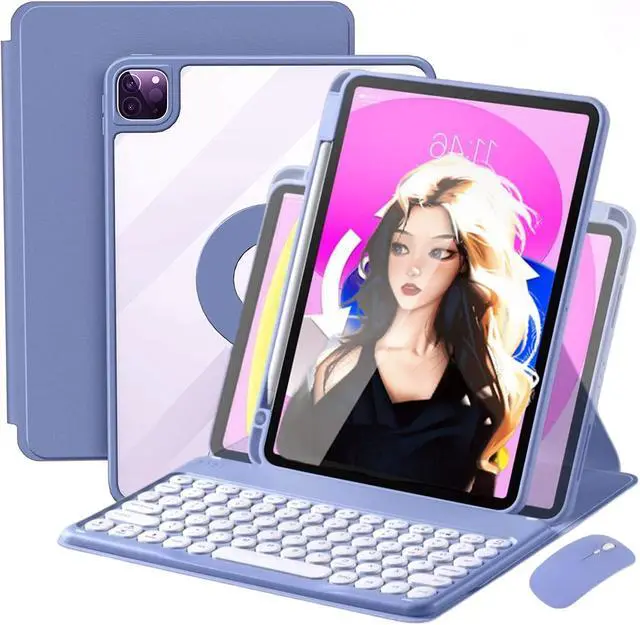 Main image of AnMengXinLing Vertical Keyboard Case for 10.2inch iPad9/iPad8/iPad7 with Mouse, Case for iPad 9th/8th/7th Gen/Air3/Pro10.5 Case with Keyboard Mouse Combo, (Magnetic-Lavender)