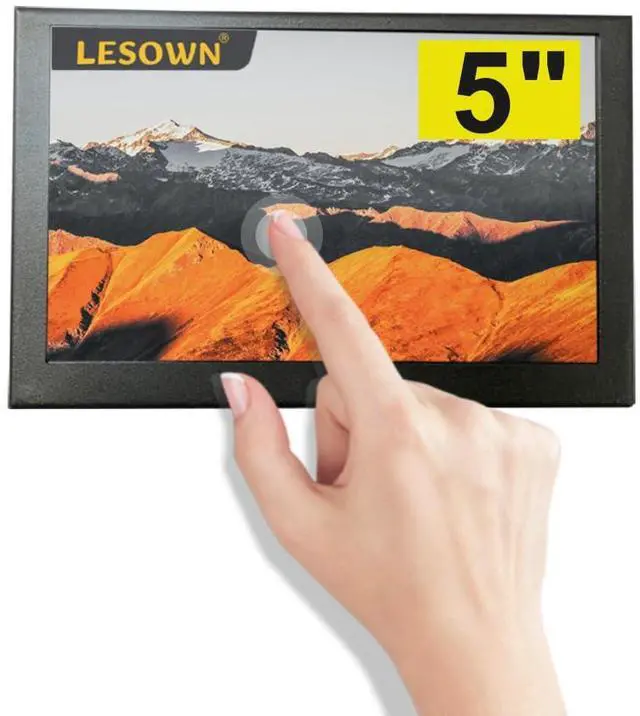 Main image of LESOWN Mini Monitor HDMI 5 inch IPS Small Screen Portatil 800x480 LCD 5" Capacitive Touch Screen Metal Case Dual Speakers Potable Monitor PC HDMI Display