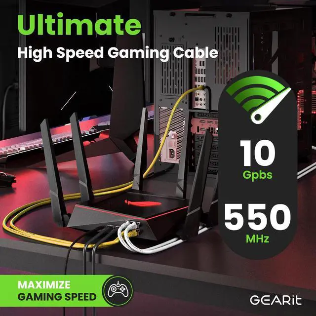 Alt view image 5 of 5 - GearIT Cat 6 Ethernet Cable (24-Pack 3 Feet) Cat6 Network Patch, 10Gbps, RJ45, Snagless Cord, Gold-Plated Connectors, Internet for PC, TV, Tablet, Router, Printer, Servers, IT Data Center - Yellow