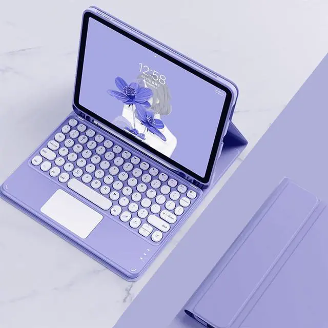 Main image of SENLAN Keyboard Case for iPad Air 11'' M3 M2 2025 2024 / iPad Air4 Air5Touchpad Magnetic Detachable Bluetooth Keyboard Slim Smart Touch Keyboard Round Key,Purple