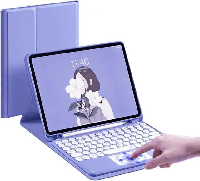 Alt view image 2 of 5 - SENLAN Keyboard Case for iPad Air 11'' M3 M2 2025 2024 / iPad Air4 Air5Touchpad Magnetic Detachable Bluetooth Keyboard Slim Smart Touch Keyboard Round Key,Purple