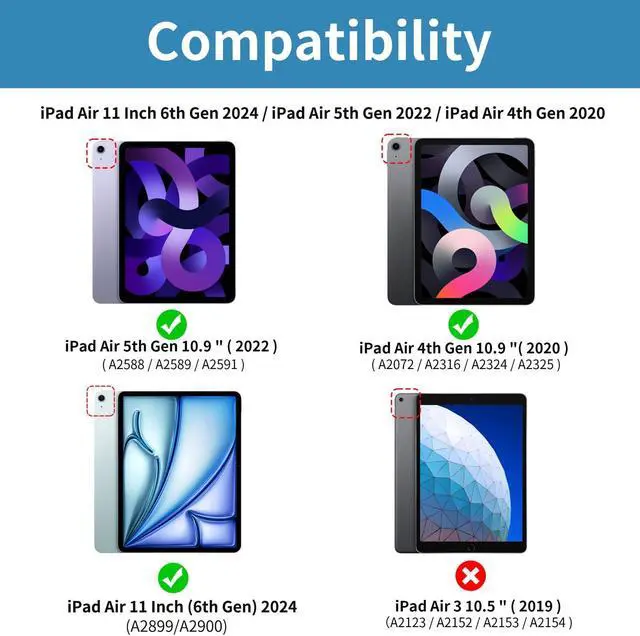 Alt view image 2 of 5 - kenke Keyboard Case for iPad Air 11 Inch (M3/M2) 2025/2024, iPad Air 5th/4th Generation 10.9 Inch 2022/2020, Stand Folio Slim Cover with Pencil Holder, Detachable Wireless Keyboard, Gray White