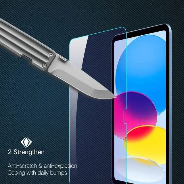 Alt view image 4 of 5 - PERFECTSIGHT Anti Blue Light Screen Protector Compatible with iPad A16 2025 11th/10th 2022 Generation (11/10.9 Inch), 1 Pack HD Clear Anti Fingerprint Eye Protection Blue Light Blcoking Tempered Glass