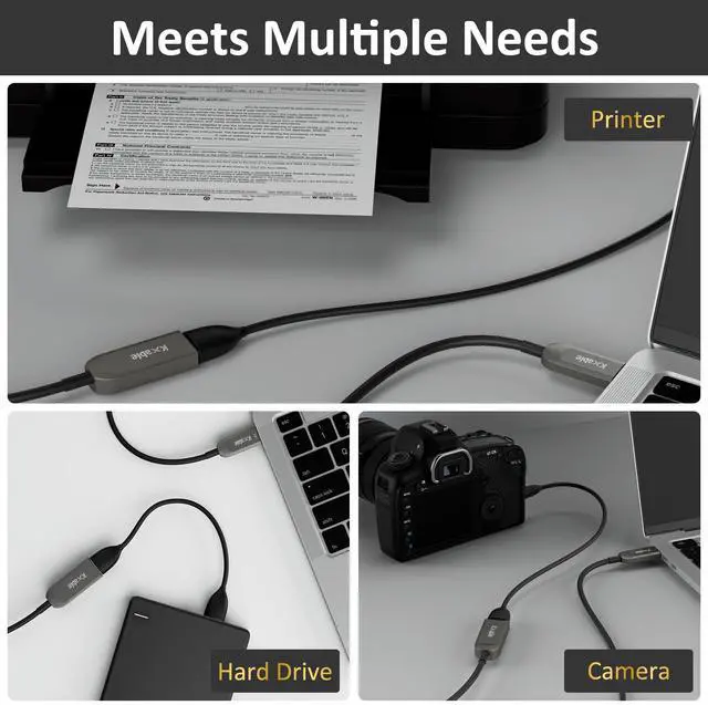 Alt view image 5 of 5 - Kxable USB 3.0 Extension Cable 50 Feet, USB Active Fiber Optical Male to Female Extender Cord, High Speed 5Gbps Data Transfer, Support USB 3.0 & USB 2.0, for Webcam, USB Hub, VR, Hard Drive, Printer