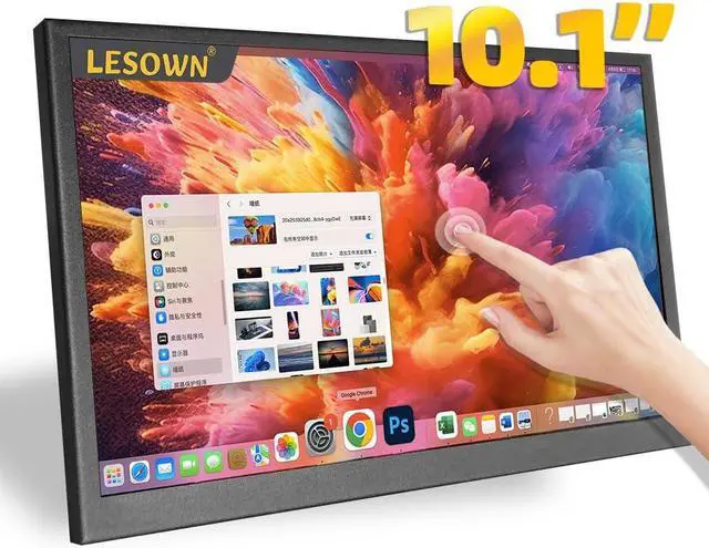 Main image of LESOWN 10 inch Monitor Touchscreen Small HDMI Portable Display 1024x600 IPS Computer 10.1 inch Secondary Screen Mini Monitors for Windows Mac Laptop PC