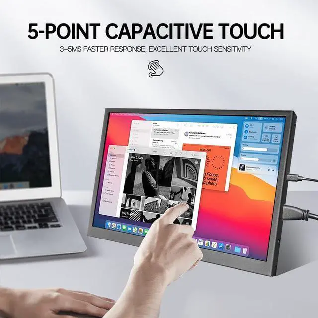 Alt view image 4 of 5 - LESOWN 10 inch Monitor Touchscreen Small HDMI Portable Display 1024x600 IPS Computer 10.1 inch Secondary Screen Mini Monitors for Windows Mac Laptop PC