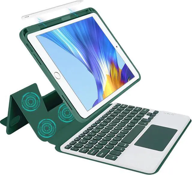 Main image of Keyboard Case for iPad (A16) 11th 10th Generation 11 inch 2025, Multi-Touch Trackpad, Wireless, Magnetic Detachable Bluetooth Keyboard Case with Pencil Holder for iPad 10th Gen 10.9 inch 2022 Green