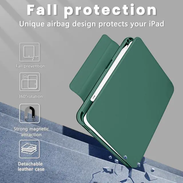 Alt view image 2 of 5 - Keyboard Case for iPad (A16) 11th 10th Generation 11 inch 2025, Multi-Touch Trackpad, Wireless, Magnetic Detachable Bluetooth Keyboard Case with Pencil Holder for iPad 10th Gen 10.9 inch 2022 Green