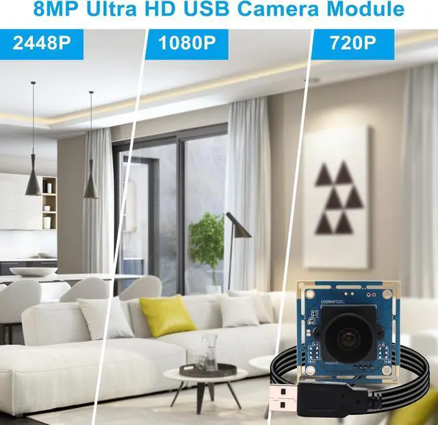 Alt view image 2 of 5 - MMlove 8MP HD USB Camera Module 170 Degree Wide Angle Camera Module with IMX179 Sensor Embedded Industrial USB Webcam for Linux Windows Android Mac Plug&Play Support OTG