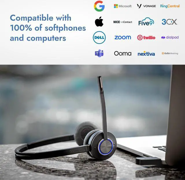 Alt view image 3 of 5 - Leitner LH475  Wireless Computer Headset with Microphone  Zoom and Teams Headset  DECT USB Dongle Headset for Softphone, Computer, Laptop, and Tablet  Single or Dual-Ear Wearing Style