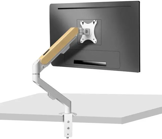 Main image of HILLPORT Single White Monitor Desk Arm Mount, Adjustable Gas Spring Support 17-34 Inch, 4.4-19.8lbs Screen, Computer Stand Holder with Clamp/Grommet Mounting Base VESA Bracket M5W-M