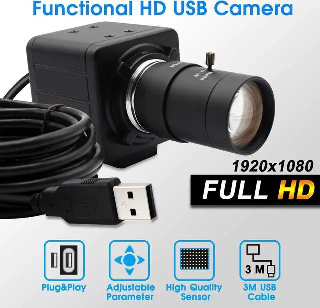 Alt view image 2 of 5 - Hotpet 2MP Webcam 5-50mm Varifocal Lens USB Camera HD 1080P High Speed VGA 100fps USB Webcamera CMOS OV2710 Sensor Industrial Camera with Aluminum Case Play & Plug Free Drive OTG