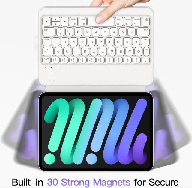 Alt view image 4 of 5 - HOU Keyboard Case for iPad mini 7th (A17 Pro, 2024) & 6th (2021) 8.3-inch, Ultra Slim Folio Type of Keyboard, Power Display, Magnetic Protective Cover Support iPad mini 6/7