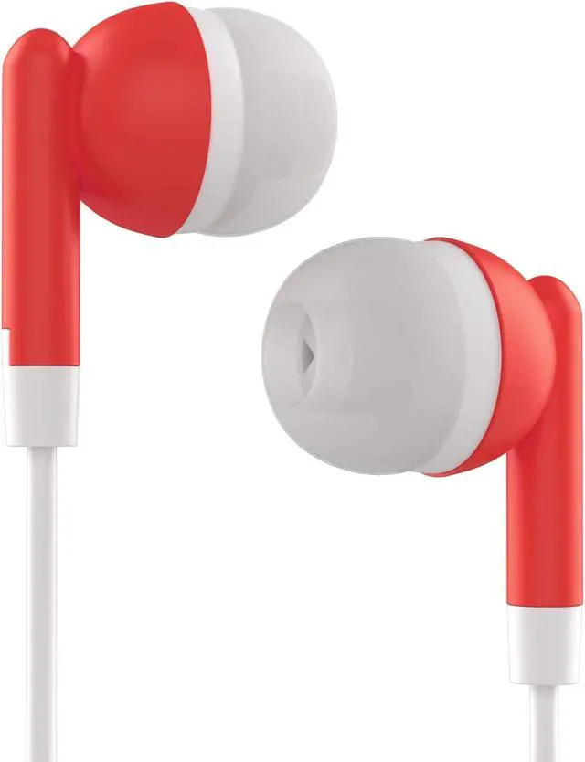 Alt view image 4 of 5 - Maeline Bulk Earbuds with 3.5 mm Headphone Plug - 100 Pack - Red