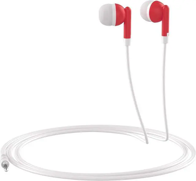 Alt view image 5 of 5 - Maeline Bulk Earbuds with 3.5 mm Headphone Plug - 100 Pack - Red
