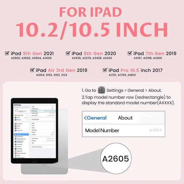 Alt view image 2 of 5 - OYEEICE Keyboard Case for iPad 9th/8th/7th Generation 10.2 inch 2021/2020/2019, iPad Pro 10.5-inch, iPad Air 3 2019- Rotating Magnetic Clear Cover with Detachable Wireless Backlit Keyboard - Pink