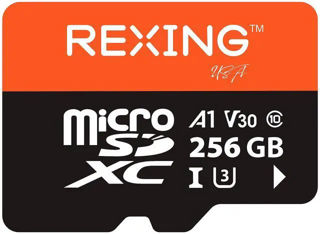 Main image of RexingUSA 256GB microSDXC UHS-3 4K Full HD Video High Speed Transfer Monitoring SD Card with Adapter for Dash Cams, Surveillance System, Security Camera, & Body Cam