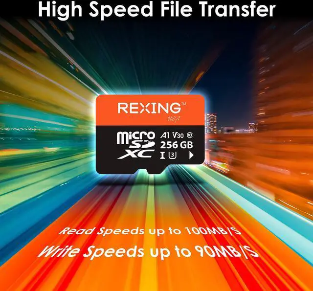 Alt view image 3 of 5 - RexingUSA 256GB microSDXC UHS-3 4K Full HD Video High Speed Transfer Monitoring SD Card with Adapter for Dash Cams, Surveillance System, Security Camera, & Body Cam
