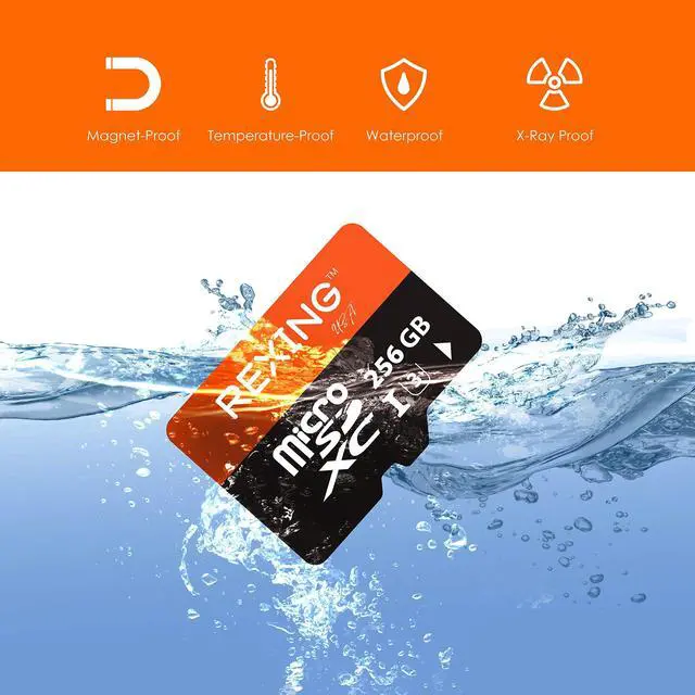 Alt view image 5 of 5 - RexingUSA 256GB microSDXC UHS-3 4K Full HD Video High Speed Transfer Monitoring SD Card with Adapter for Dash Cams, Surveillance System, Security Camera, & Body Cam